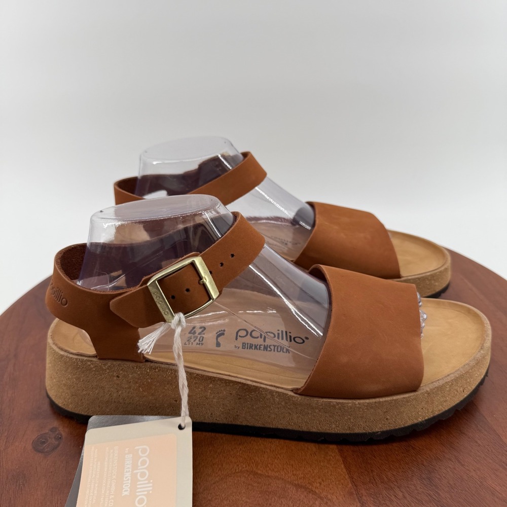Papillio Birkenstock Glenda Sandals Womens Pecan Brown Nubuck Platform 42 L11 M9